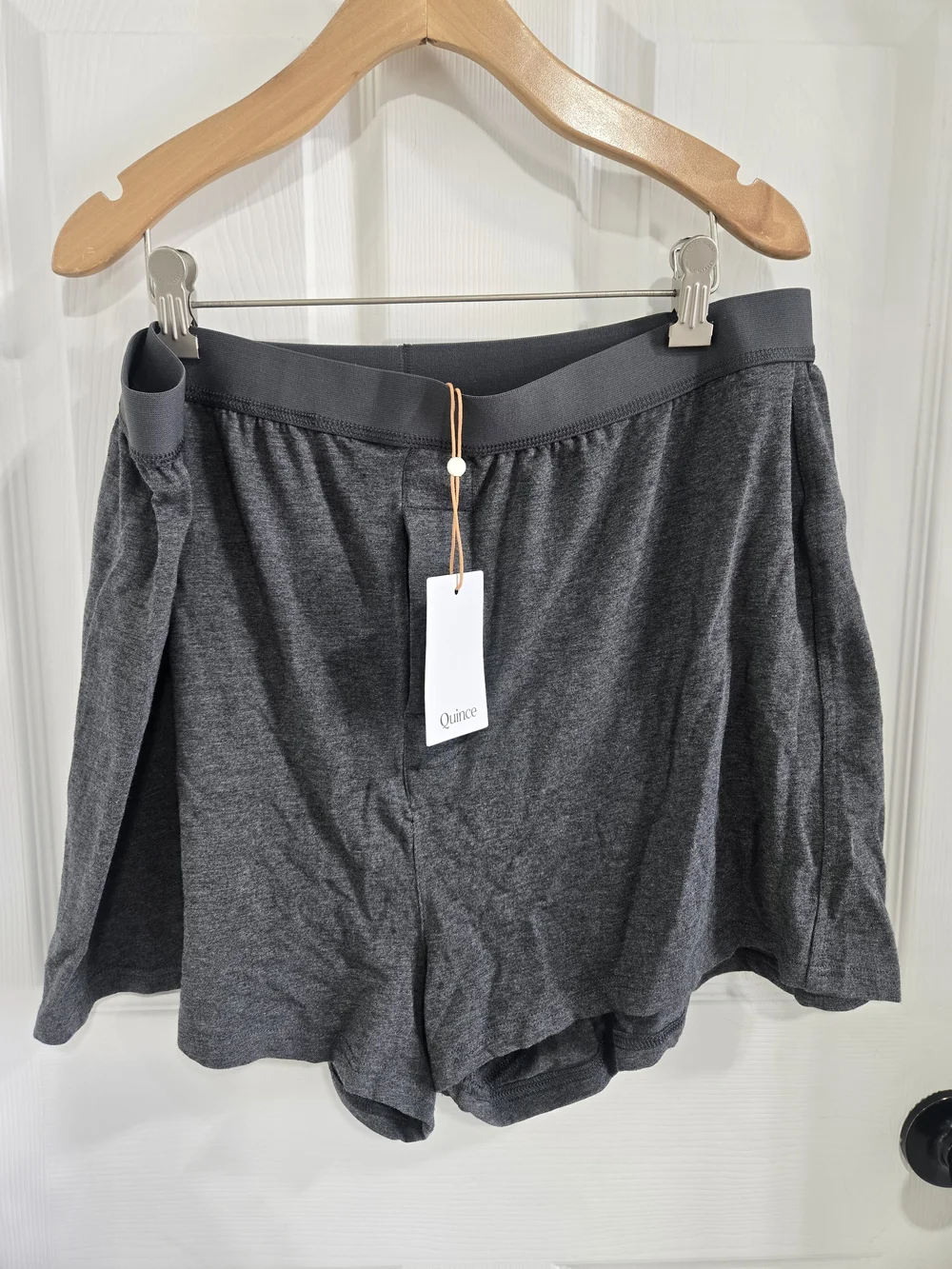 Quince Women's Charcoal Gray Lounge Shorts And Shirt Set XL NWT